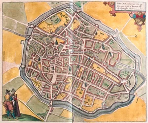 Dovai, Frankrike, i #39;Civitates Orbis Terrarum#39; av Georg Braun, Köln 1617