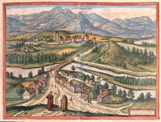 Drégelypalank, Ungarn - i #39;Civitates Orbis Terrarum#39; av Georg Braun, Köln 1617