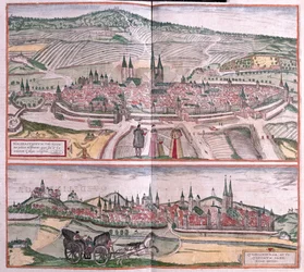 Halberstadt og Quedlinburg, Tyskland - i #39;Civitates Orbis Terrarum#39; av Georg Braun, Köln 1617