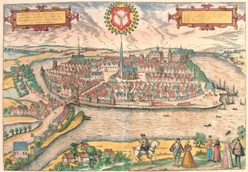Kiel, Tyskland - i #39;Civitates Orbis Terrarum#39; av Georg Braun, Köln 1617