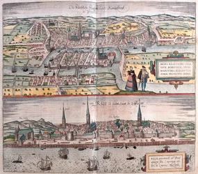Konigsberg (Tyskland og Polen), Riga (Latvia) - i #39;Civitates Orbis Terrarum#39; av Georg Braun, Köln 1617