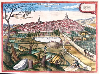 Marienberg, Tyskland - i #39;Civitates Orbis Terrarum#39; av Georg Braun, Köln 1617