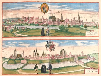 Nysa - Legnica, Polen - i #39;Civitates Orbis Terrarum#39; av Georg Braun, Köln 1617