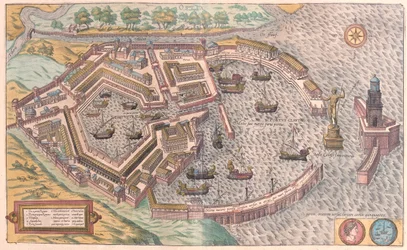 Ostia, Italia - i #39;Civitates Orbis Terrarum#39; av Georg Braun, Köln 1617