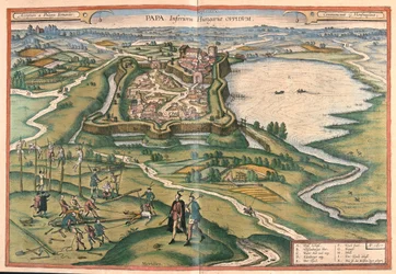 Pave, Ungarn - i #39;Civitates Orbis Terrarum#39; av Georg Braun, Köln 1617