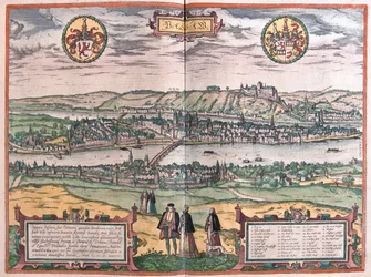 Passau, Tyskland - i #39;Civitates Orbis Terrarum#39; av Georg Braun, Köln 1617