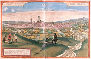 Sankt Polten, Østerrike - i #39;Civitates Orbis Terrarum#39; av Georg Braun, Köln 1617