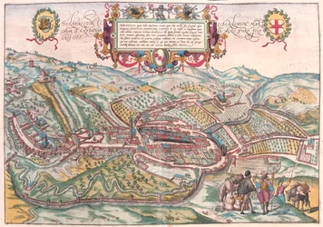 Serravalle, Vittorio Veneto (Treviso), Italia - i #39;Civitates Orbis Terrarum#39; av Georg Braun, Köln 1617