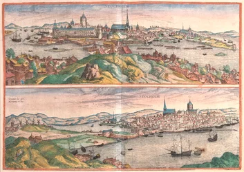 Stockholm, Sverige - i #39;Civitates Orbis Terrarum#39; av Georg Braun, Köln 1617