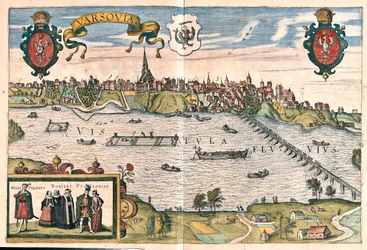 Warszawa, Polen - i #39;Civitates Orbis Terrarum#39; av Georg Braun, Köln 1617