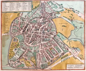 Vicenza, Italia - i #39;Civitates Orbis Terrarum#39; av Georg Braun, Köln 1617