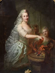 Portrett av Magdalene Charlotte von Olthoff som offerprestinne
