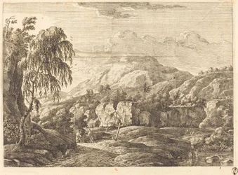 Landskap med kors og figurer