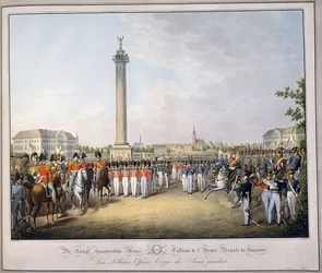 Tabell over den kongelige hæren i Hannover, fra "Tableau des Armees de l"Europe", av Luwig Von Kleist, ca. 1828-1845