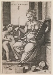 Geometria, fra serien «The Liberal Arts», ca. 1541 (gravering)