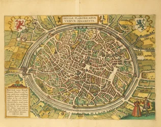 Kart over Brugge fra verdensbyer av Georg Braun