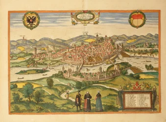 Kart over Halle an der Saale fra Civitates Orbis Terrarum av Georg Braun