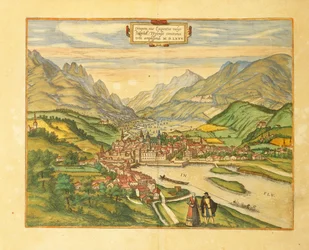 Kart over Innsbruck fra Cities of the World av Georg Braun