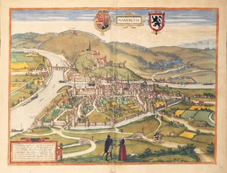 Kart over Namur fra andre verdenskrig av Georg Braun