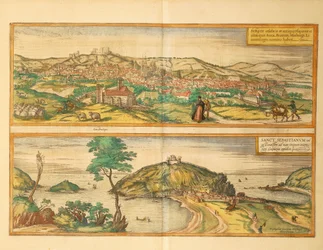 Kart over San Sebastian og Burgos fra andre verdenskrig av Georg Braun