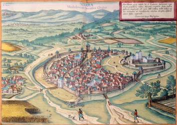 Utsikt over Novara, av Georg Braun og Franz Hogenberg