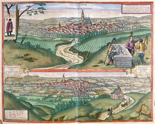 Caslav (Boheme) og Chomutov, Tsjekkia (gravering