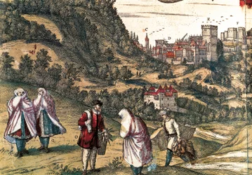 Mauritius of the Alhambra, gravering av George Braun i "Civitatis Orbis Terrarum" skrevet av Franz HOGENBERG (1535-1590), redigert av Gottfried Kempesen i Köln i seks bind
