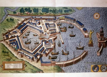 Oldtidshavnen i Ostia, atlas av Braun og Hogenberg
