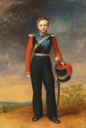Portrett av tsarevitsj Aleksander Nikolajevitsj i uniformen til Livgardens kosakkeskadron ved Svartehavet