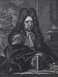 Portrett av George Shelley Engelsk kalligraf fra 1700-tallet, gravering av George Bickham.