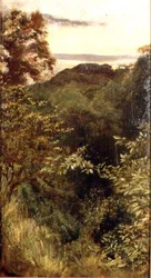 The Glen, Naworth, Cumbria (olje på panel)
