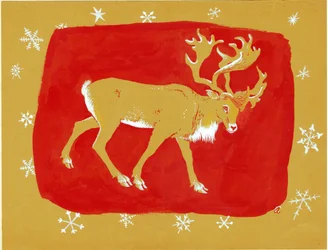 Reinsdyr, 1960-tallet (gouache på farget kort)