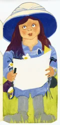 Kvinne (blyant og gouache på kort)