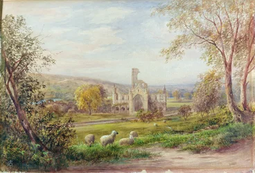 Kirkstall Abbey, Leeds (akvarell på papir)