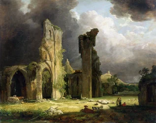 Glastonbury Abbey med Tor utenfor