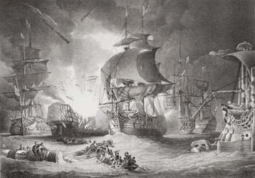 The Battle of the Nile, 1. august 1798, fra `Illustrations of English and Scottish History