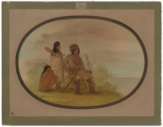 En gammel Nayas-indianer, hans barnebarn og en gutt