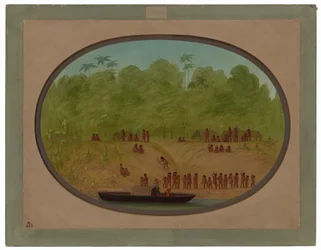 An Omagua Village - Båtskisse