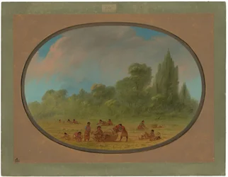 Caddo-indianere som samler ville jordbær
