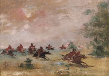 Comanche-krigsgruppen, ridende på ville hester