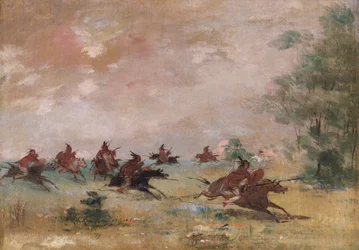 Comanche War Party, montert på ville hester, 1834-1837.