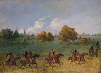 Comanche War Party på mars, fullt utstyrt, 1846-1848.
