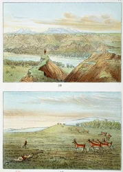 Indians of America: jakt på antilopegravering av George Catlin (1794-1872)