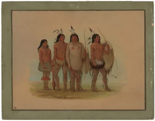 Kiowa-høvdingen, hans kone og to krigere