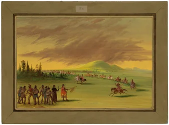 La Salle møter et krigsparti av Cenis-indianere på en Texas prærien. 25. april 1686