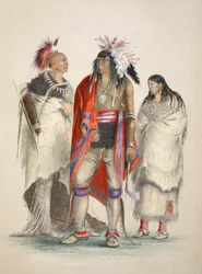 Nordamerikanske indianere, pub. 1845 fargelitografi.