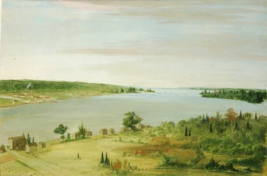Sault Ste. Marie, som viser den amerikanske garnisonen i det fjerne