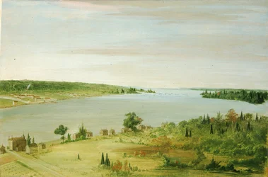 Sault Ste. Marie, viser USAs garnison i det fjerne, 1836-1837.