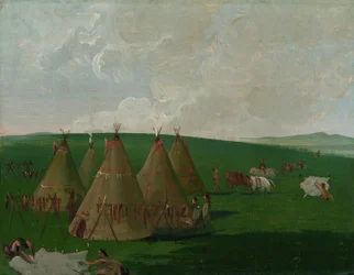 Sioux leiret i Upper Missouri, kledde på bøffelkjøtt og kapper