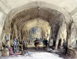 Interiør i en Baronial Hall (wc på papir)